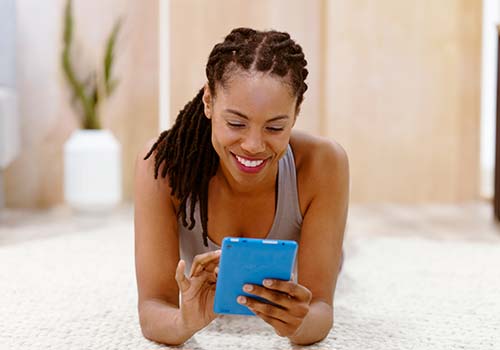 Woman looking at ipad